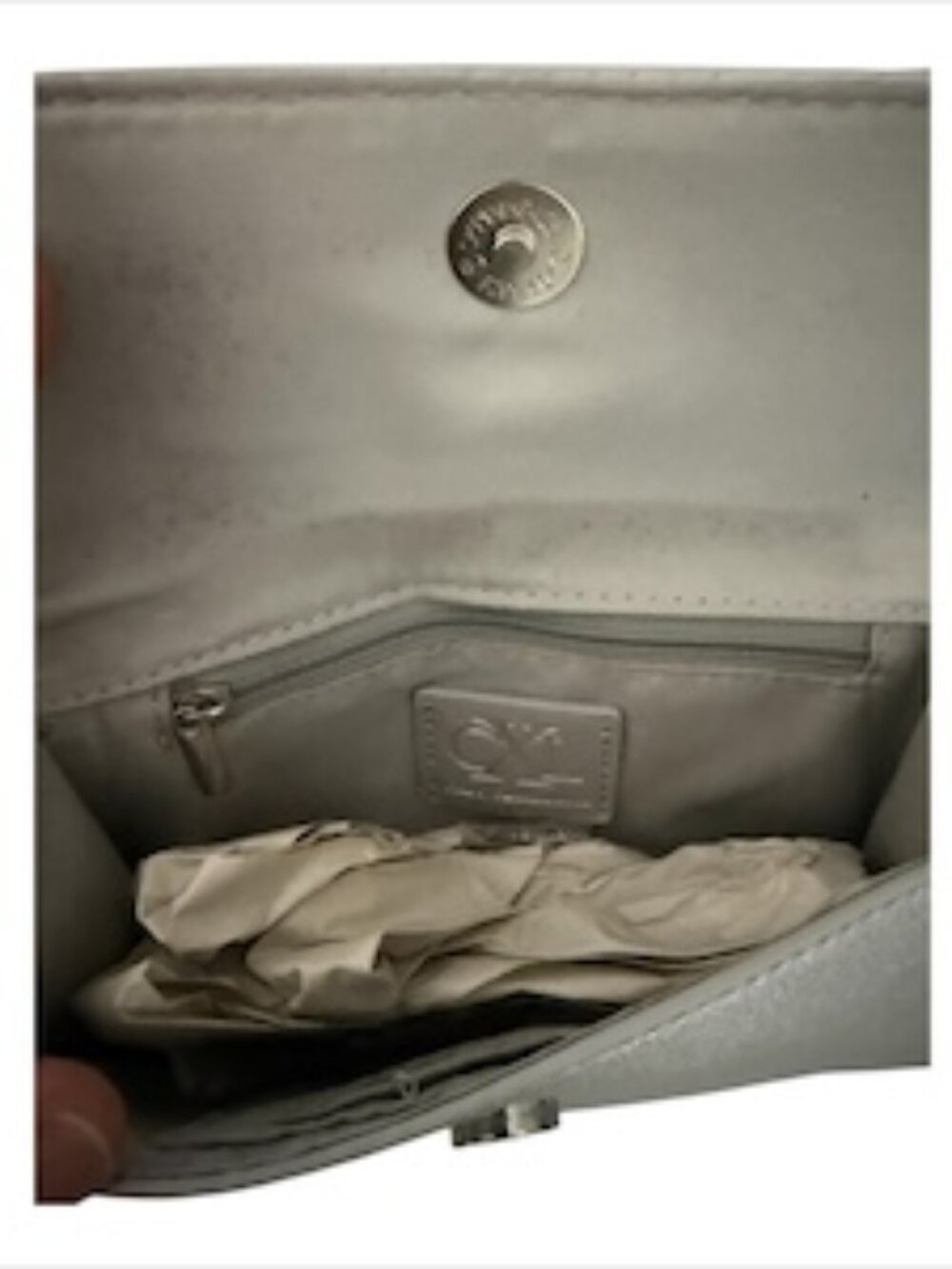 CXL by Christian Lacroix Metallic Silver Embossed Logo Clutch/Wristlet - Picture 3 of 3